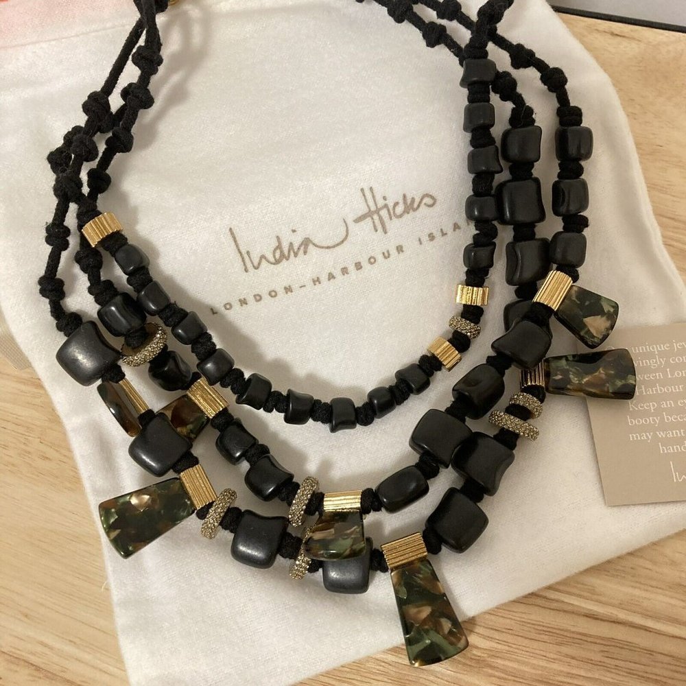 India Hicks Drawing Room Necklace Black/Camo NIB Retired Item HTF - Picture 2 of 7
